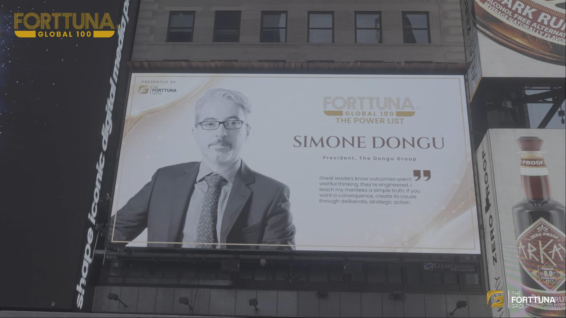 Times Square, New York, 5 July 2025 - Simone Dongu is announced as one of the the 100 most influential leaders in the world